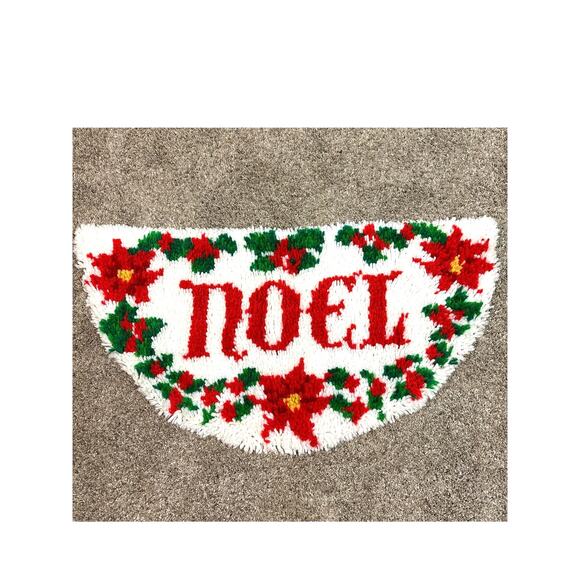 Vintage Christmas NOEL Rug Sign Handmade Latchhook Holiday Decor Vintage 1980s - Picture 1 of 4